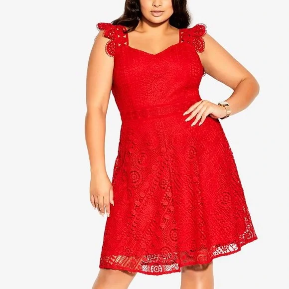 chinese dress ladies City Chic Women's Plus Size Sweet Love Lace Dress, Magenta, 14 at Amazon  Women's Clothing store